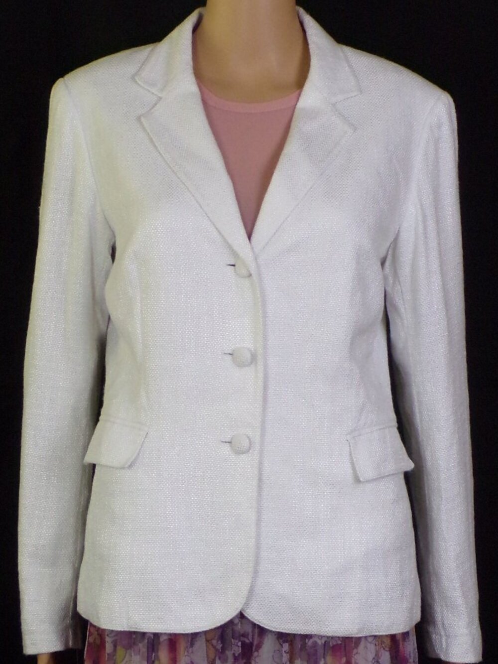 EMILY size 10 white 3-button blazer 100% polyester machine washable